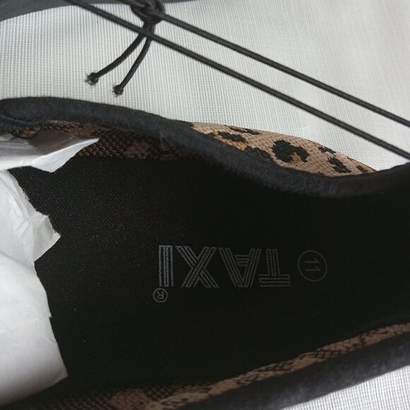 Taxi Jolene Brown and Black Leopard Pattern Tight Knit Canvas Sneaker Women's 11 - Picture 5 of 12